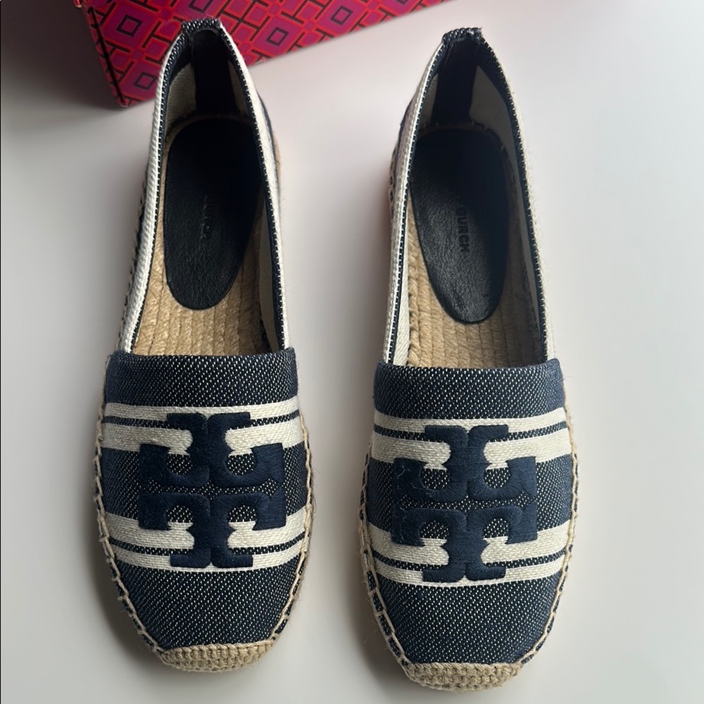Tory Burch Navy Espadrilles Size: 8